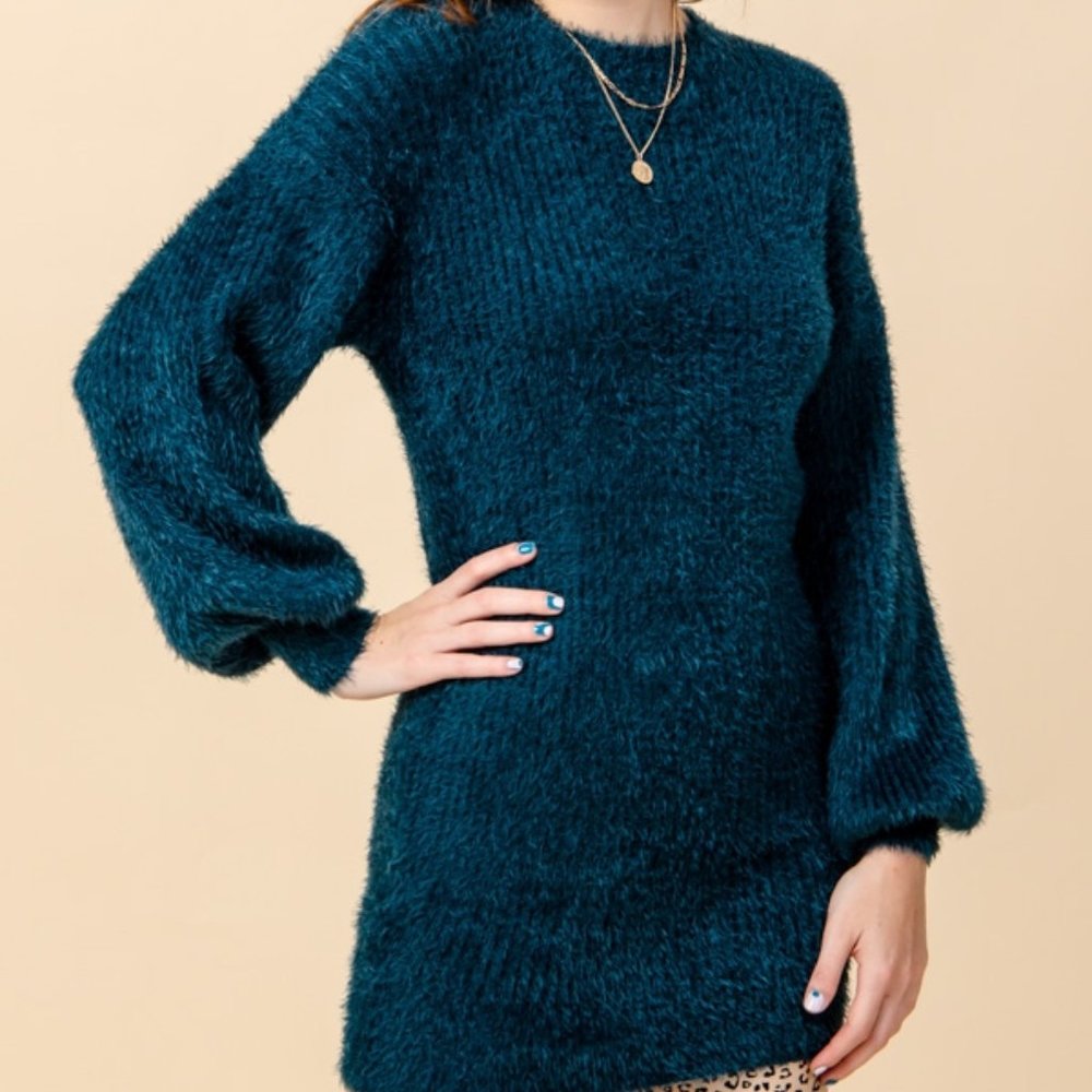 Fuzzy Sweater Dress - Picture 1 of 2